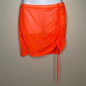 TiniBikini Neon Orange Mesh Skirt Beach Cover Up Festival Rave